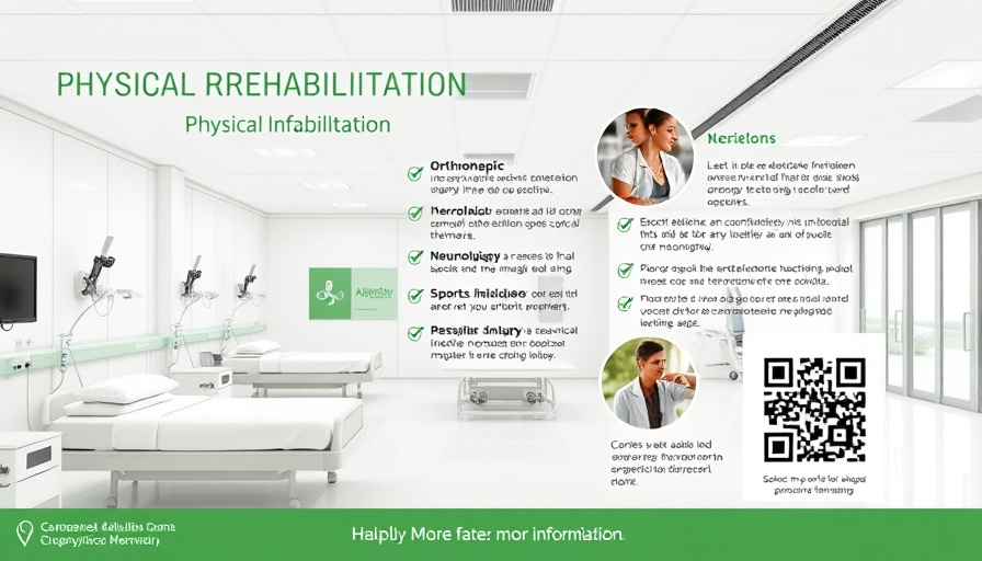 Integrated physical rehabilitation hospital South Africa poster showcasing services.