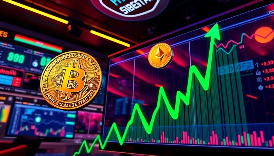 Bitcoin Ethereum market trends news graphic showing rising graph.