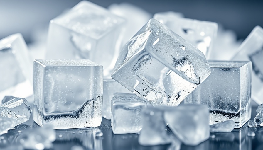 Close-up of textured ice cubes with soft lighting.