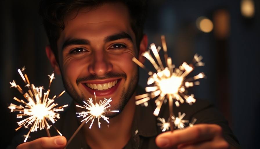 Mindset for OCD tip with sparklers and smiling person.