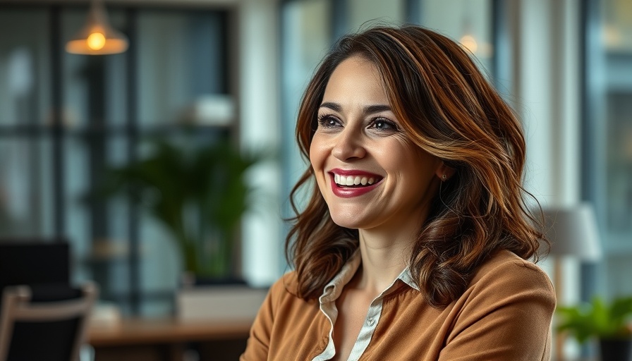 Confident woman sharing entrepreneurship success stories.