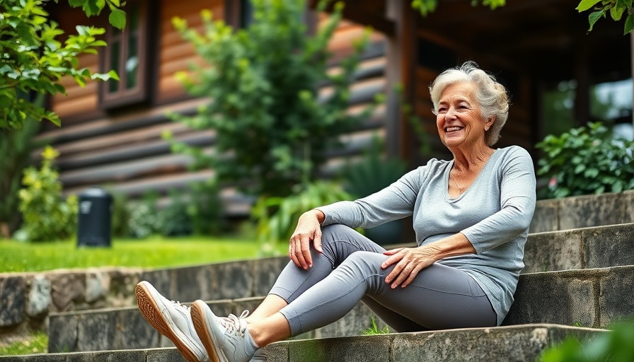 Two older women resting after exercise, discussing Vitamin D deficiency muscle strength, on stone steps outdoors.