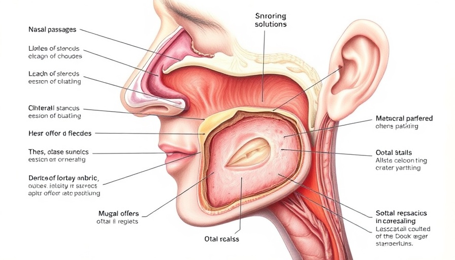 Anatomical solutions for snoring: detailed nasal and oral diagram.