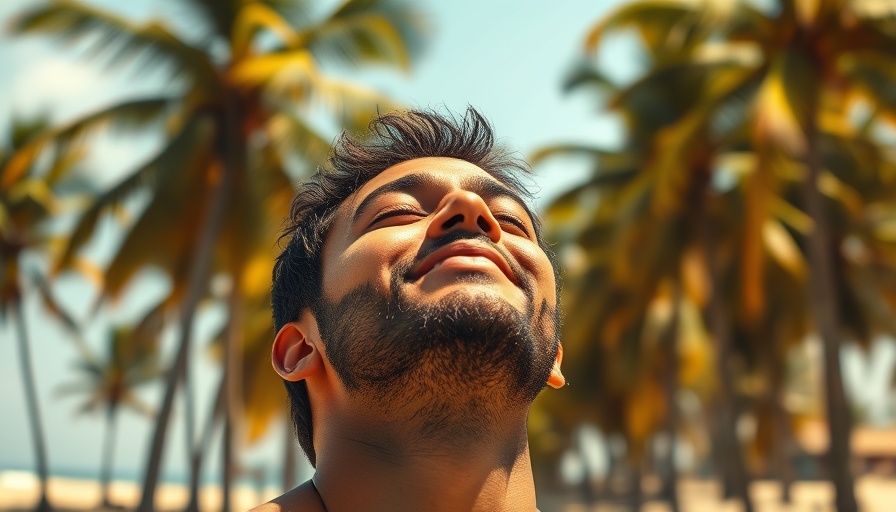 Relaxed man experiencing peace outdoors after TMS session for major depressive disorder.