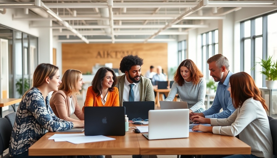 Diverse group of employees collaborating in a bright open plan office