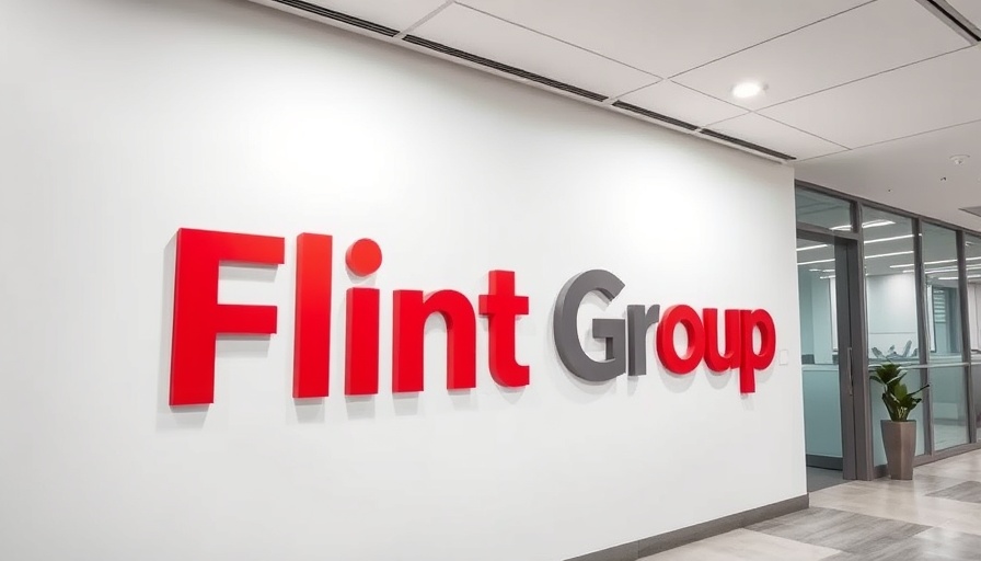 Flint Group office logo on a modern wall, professional setting.