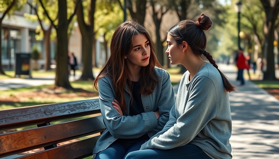 Teenage girl in a park discussing youth substance abuse prevention.