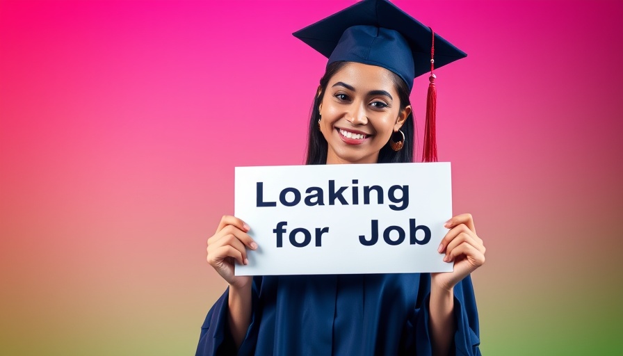 South African graduates job application timing visualized by a young graduate holding a job sign.