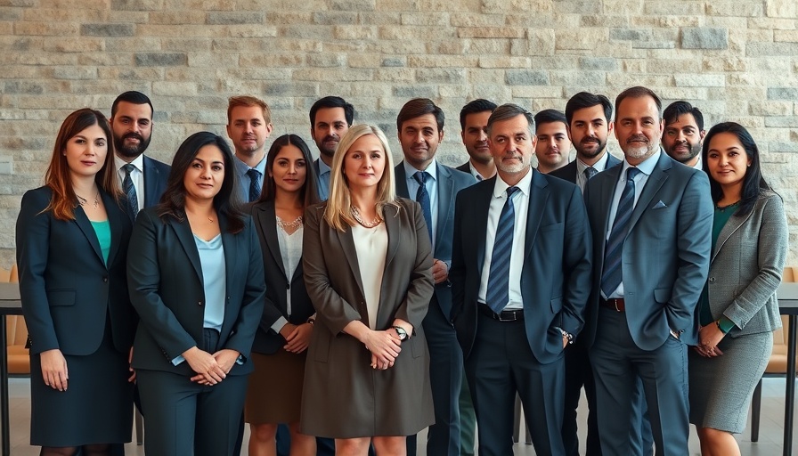 Group of formally dressed individuals discussing serious topics in a meeting room.