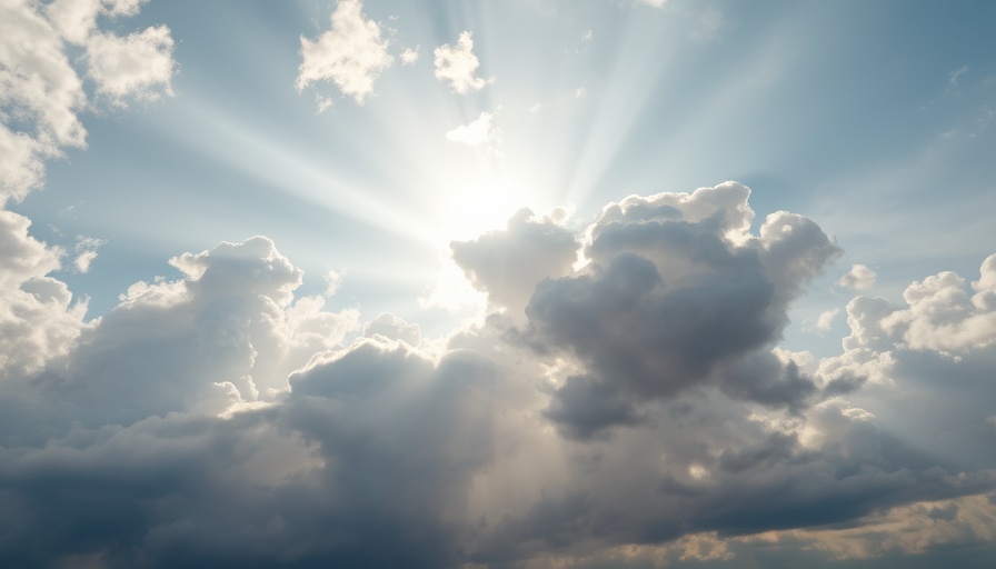 South African weather: Clouds with sun rays breaking through.