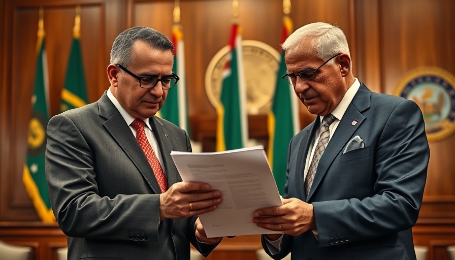 Officials discuss police reform in South Africa with national flags