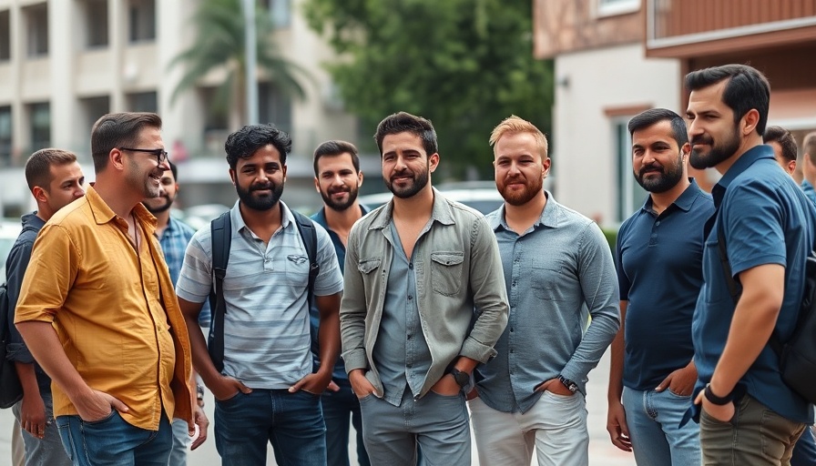 Diverse group of men in a street setting related to African sports.