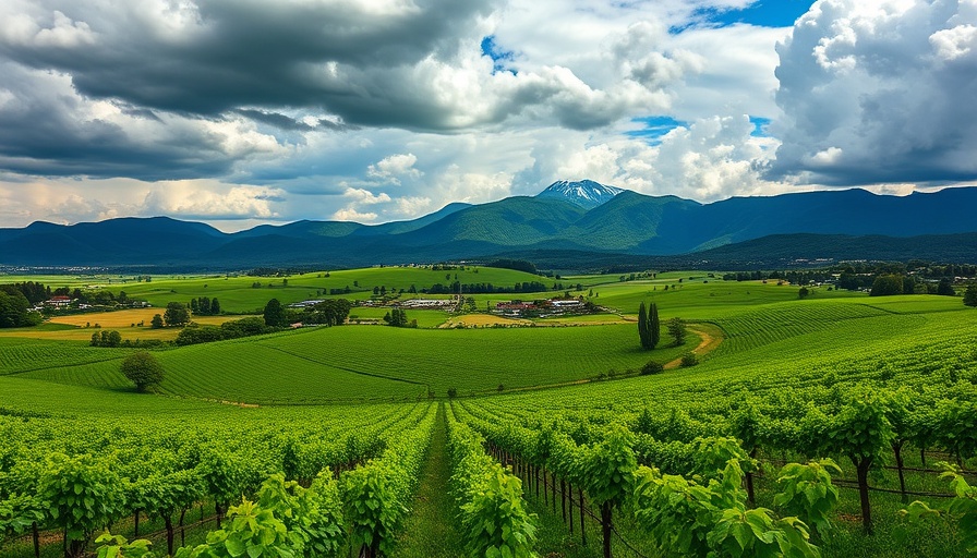 Lush vineyard landscape with mountains near Franschhoek.
