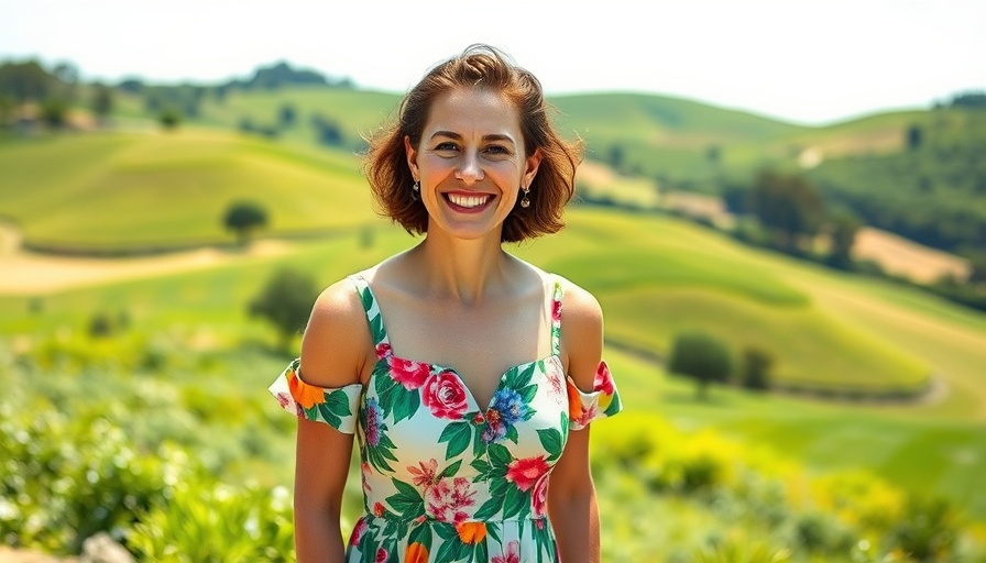 Woman smiling on a summer hillside, tips for surviving summer parties.