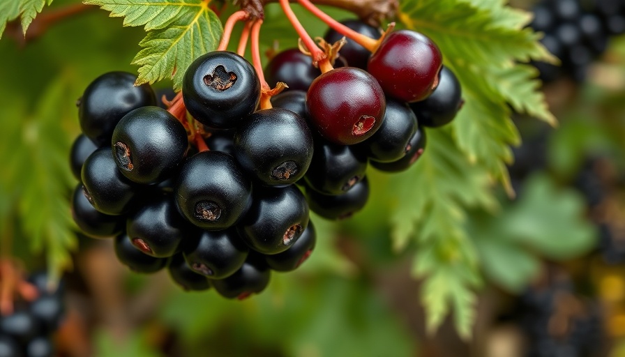 Ripe black currants, self-care for anxiety disorders, natural remedy.