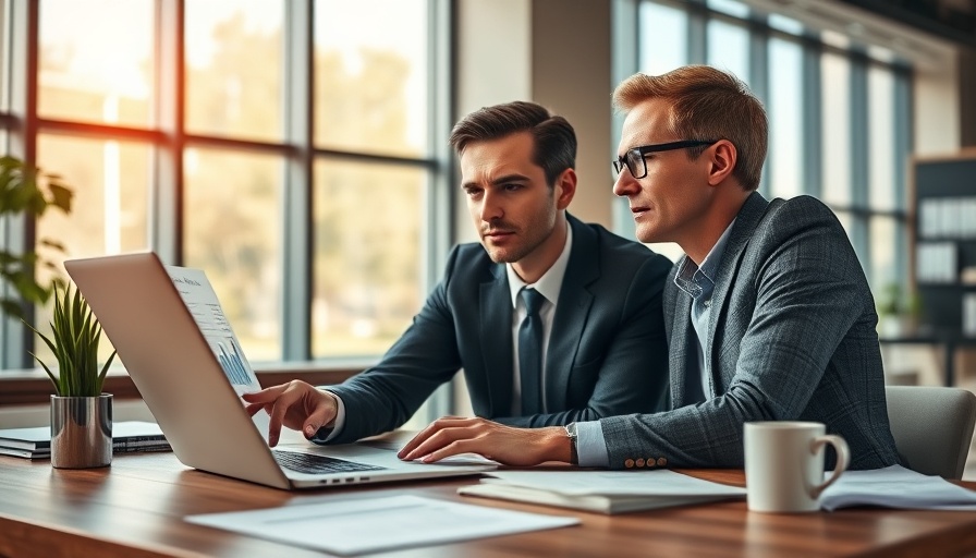Focused professional discussing digital marketing budget data on a laptop.
