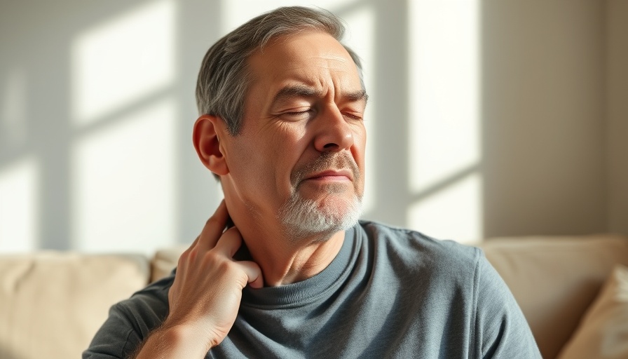 Man experiencing back pain relief through holistic healing while seated indoors.
