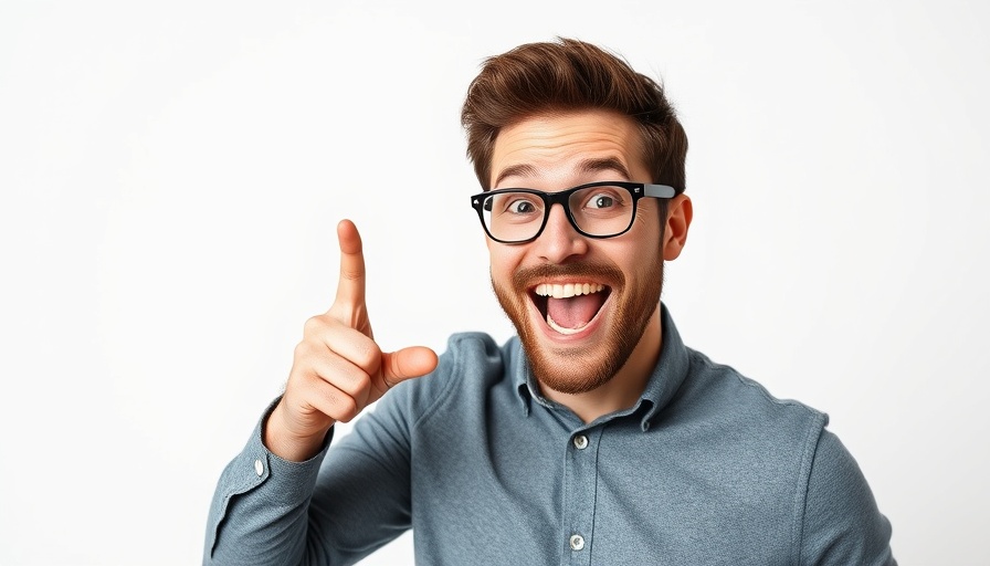 Enthusiastic man points to SEO ranking graphic, tips to rank #1.