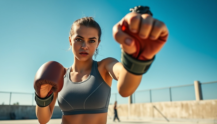 Powerful young woman boxing outdoors, money equals power concept.