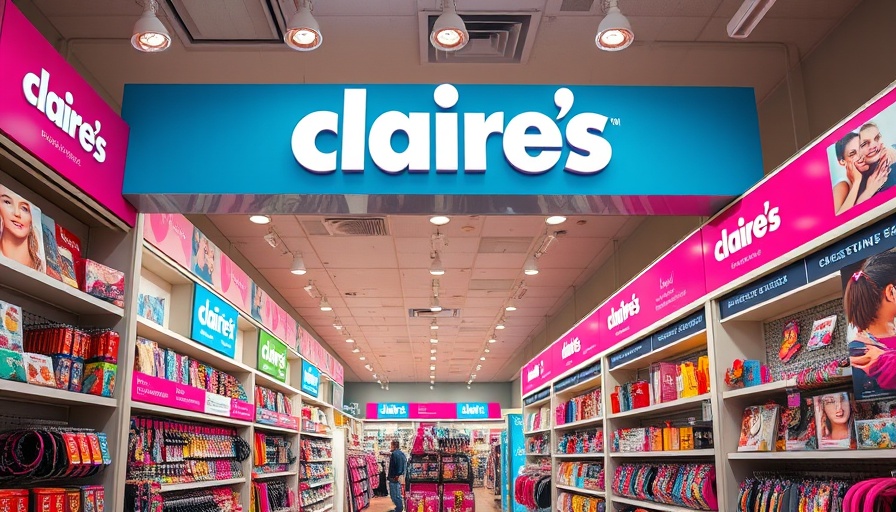 Claire's store interior with piercing promotion, bright display