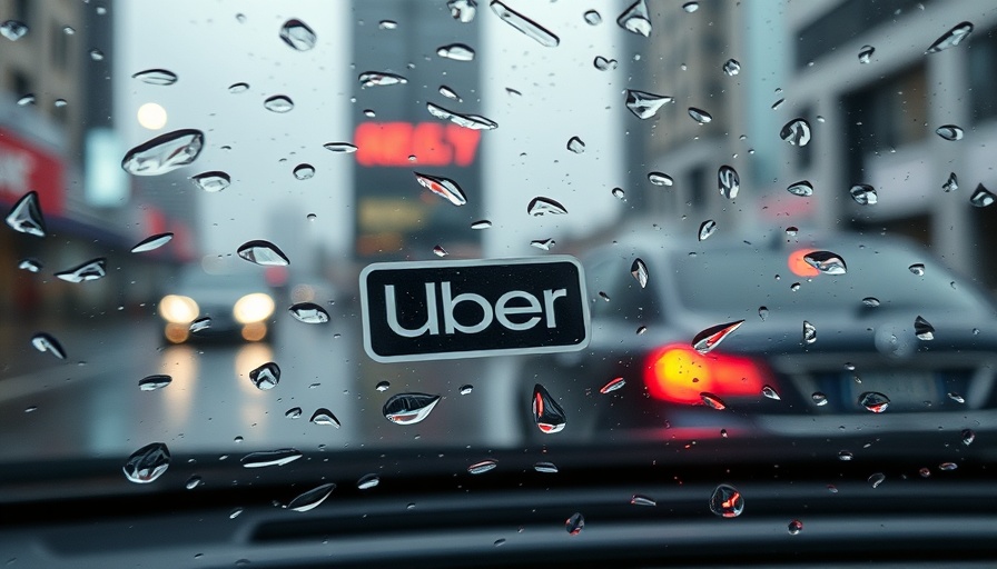 Rain-covered Uber car windshield highlights safety and reports.
