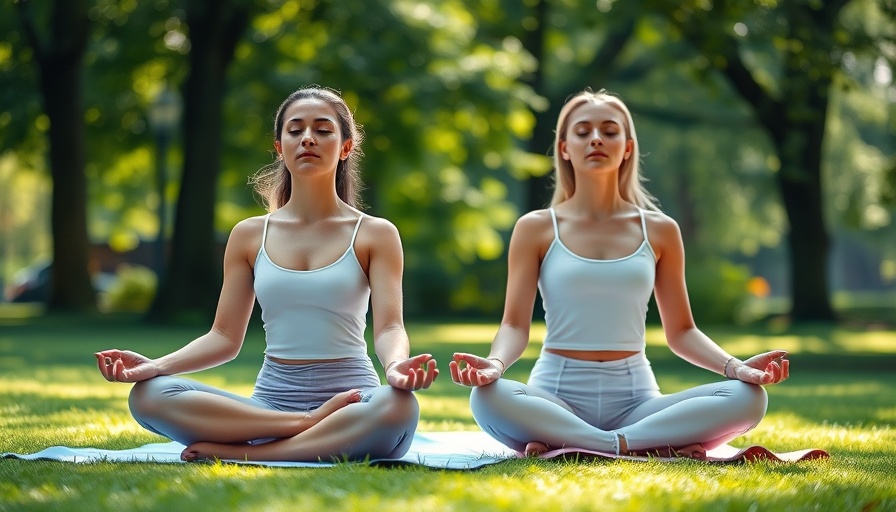 Women practicing transcendental meditation in a peaceful park.