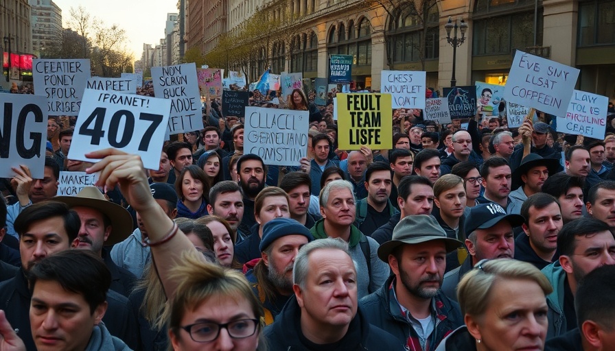 Israel anti-government protests with crowd holding signs at dusk.
