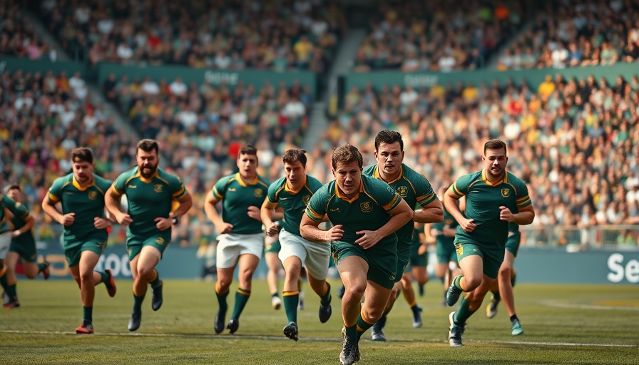 Springboks vs Wallabies rugby match action shot, players in motion on field.