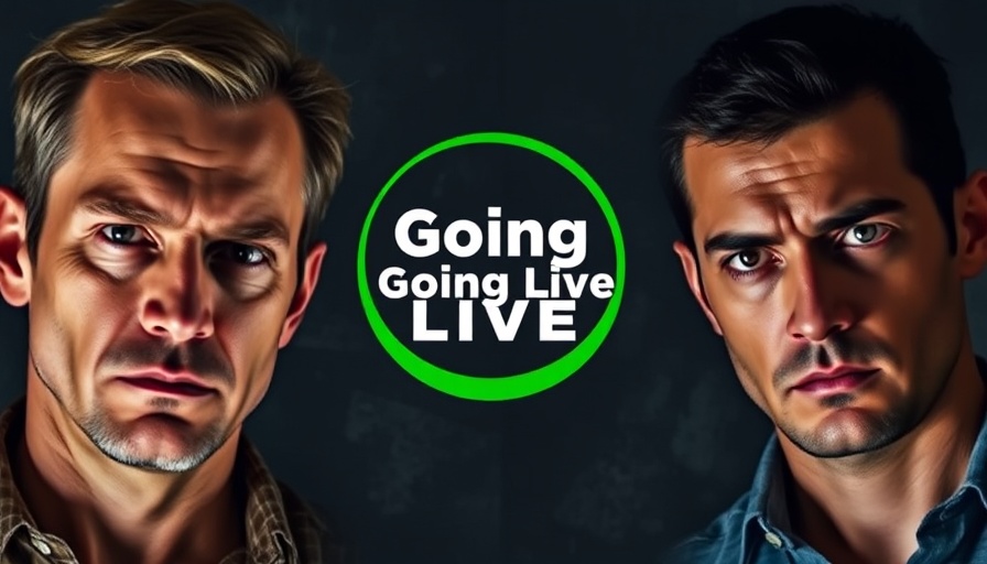 The Moon live stream announcement with two men.