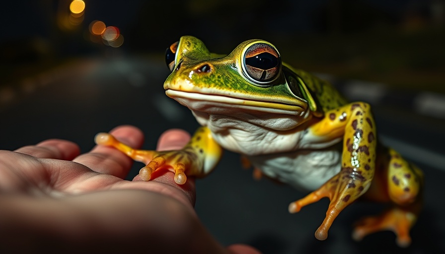 Large frog on road at night in South Africa eco-tourism