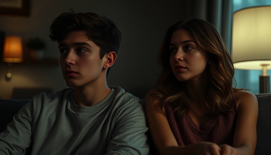 Couple in tense moment, questioning marriage, dimly lit room.