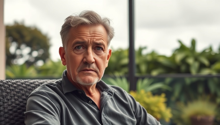 Concerned man sitting outdoors, Bitcoin holders alert.