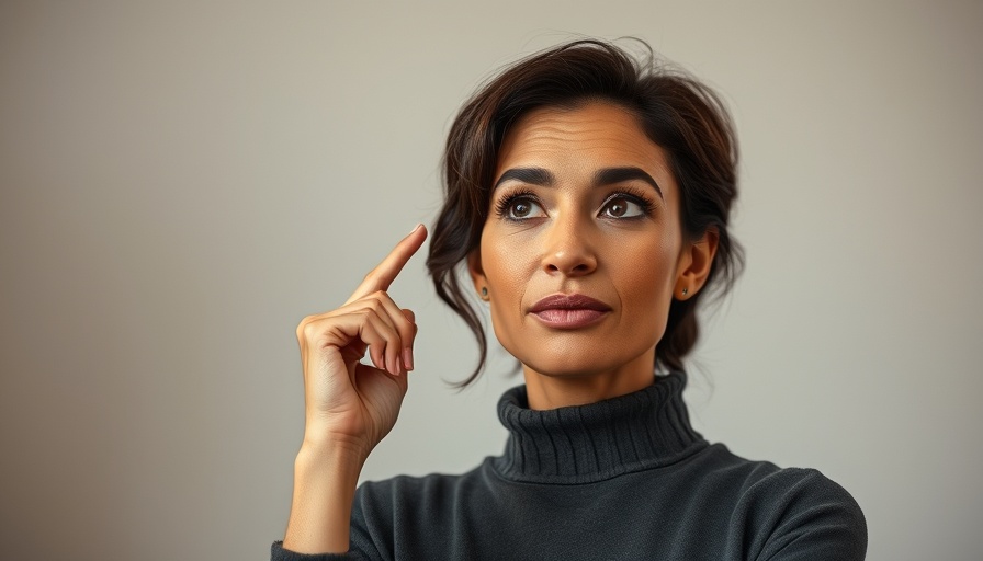 Woman demonstrating anxiety relief strategies for professionals indoors.