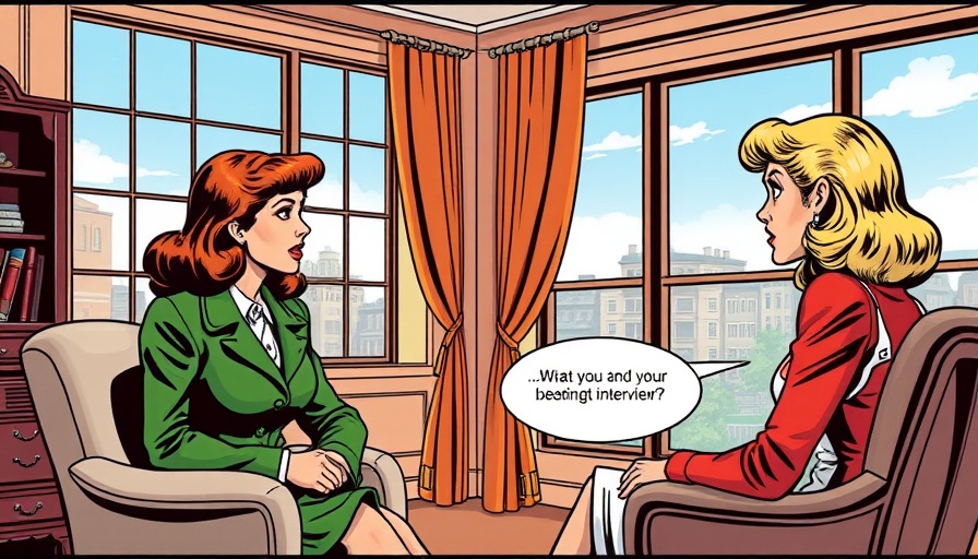 Vintage comic interview scene with a humorous exchange.