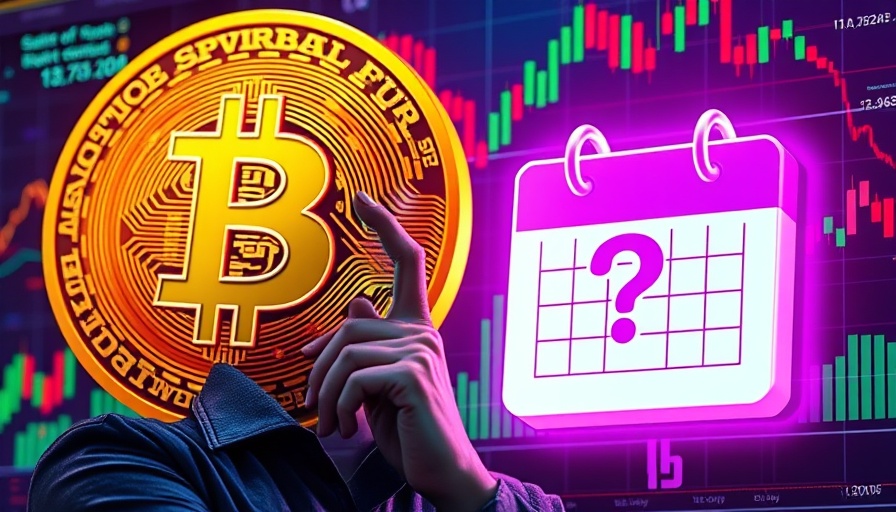 Crypto trading decision with Bitcoin symbol and graph indicators.