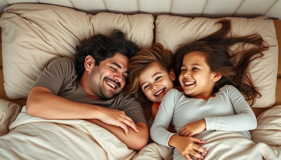 Happy family laying together, showcasing the benefits of starting school early.