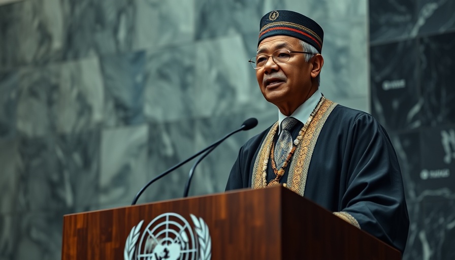 Choguel Kokalla Maïga giving a speech at the UN podium.
