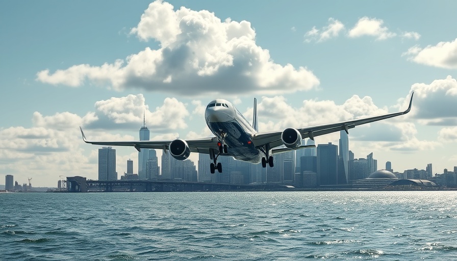 Airplane landing near city skyline, related to HETLIOZ for jet lag.