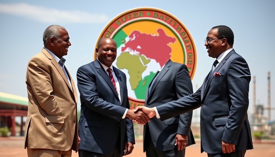 Officials shaking hands at Southern Africa oil refinery project meeting.