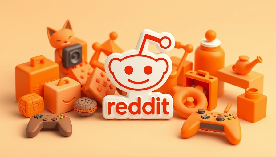 Reddit logo with orange themed 3D icons, representing an important message to share with the world.