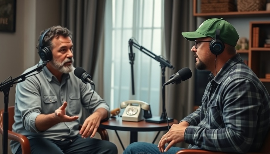 Casual podcast scene with two men discussing OCD symptoms.