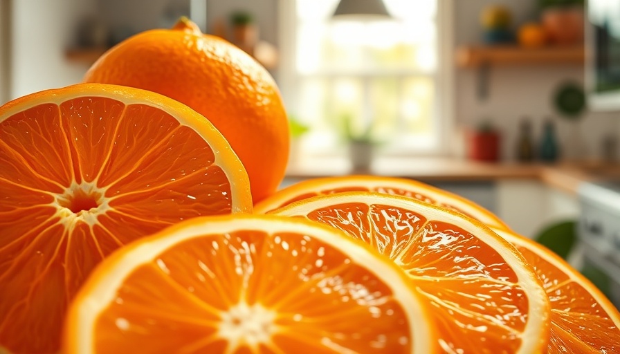 Fresh sliced oranges highlighting Vitamin C benefits for skin health.