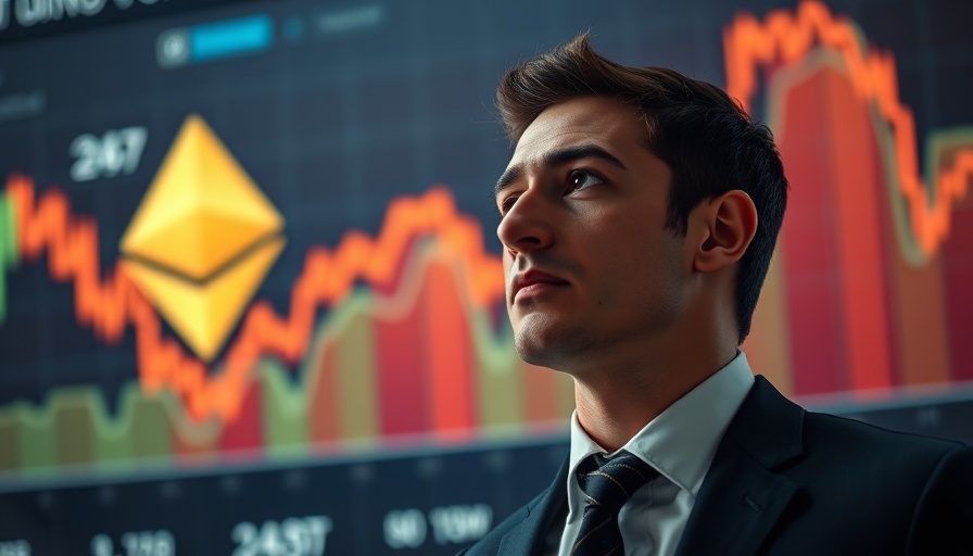 Ethereum flip Bitcoin concept with confident executive and chart.