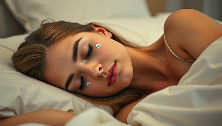Young woman using self-applied PSG solution while sleeping, electrodes attached.