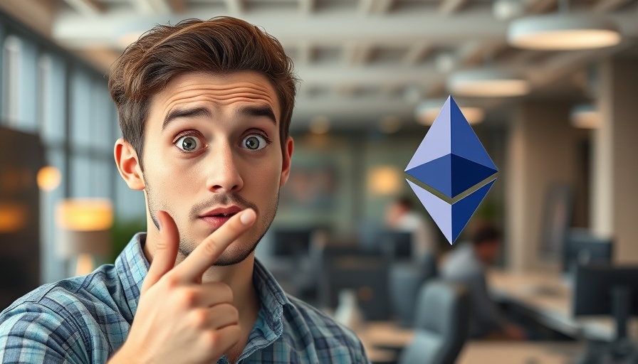 Curious young man discussing Ethereum price predictions in modern office.