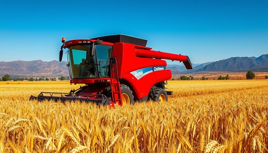 Combine harvesting wheat in African field highlighting job creation.