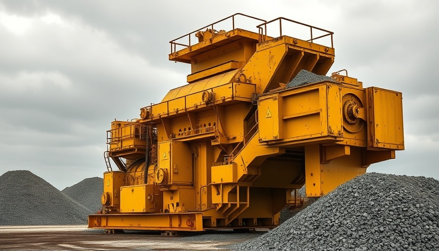 Yellow crushing and screening equipment at construction site