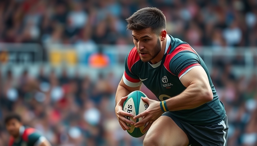 Springboks MVP Pollard in action, gripping the ball intensely.