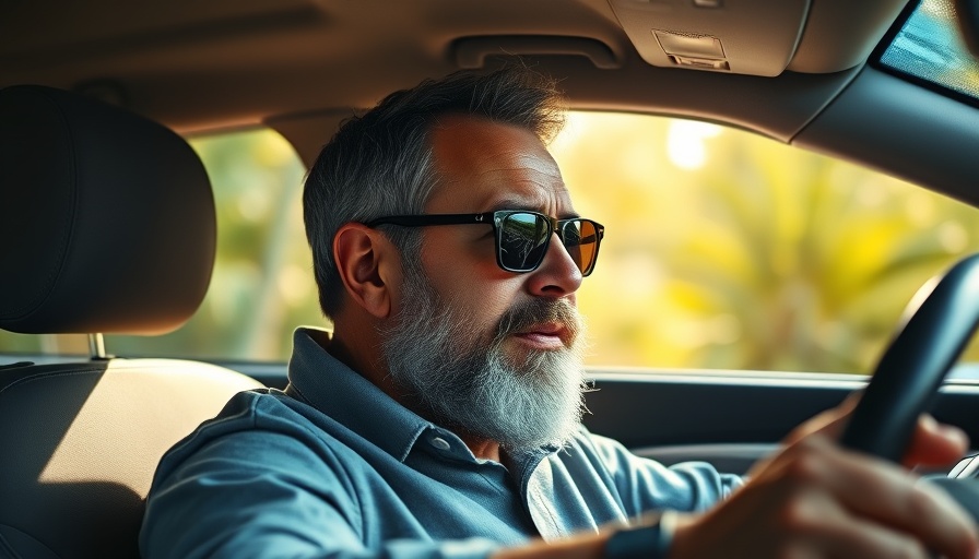 Middle-aged man driving car amid Bitcoin crisis discussion.