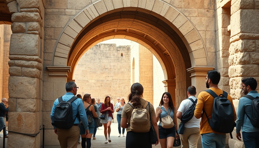 Tourists exploring a historic archway, mindfulness in mental health